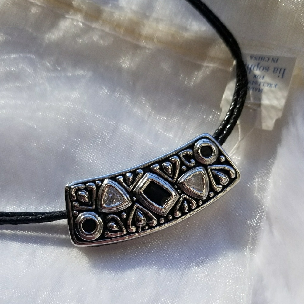 Lia Sophia Byzantine Silver & Black Slide Necklace